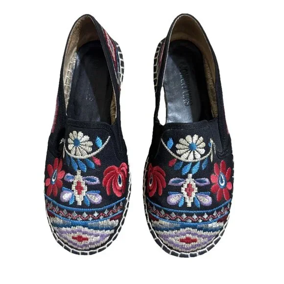 Johnny Was Floral Espadrilles Womens Platform Slip On Shoes Size 36 or
